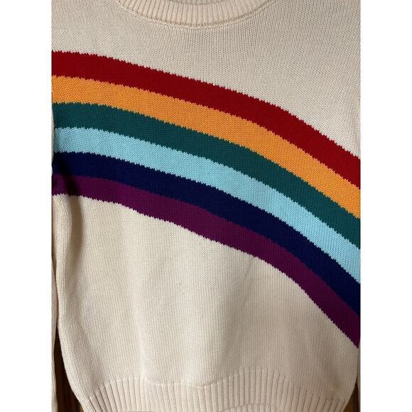 Women’s Rainbow Pride Cropped Knit Crewneck Sweater Top Forever 21 Size Small - Picture 3 of 11